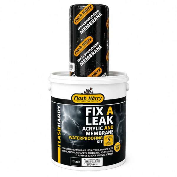 Flash Harry  Black Acrylic And Membrane  Waterproofing 10M kit 5 litres