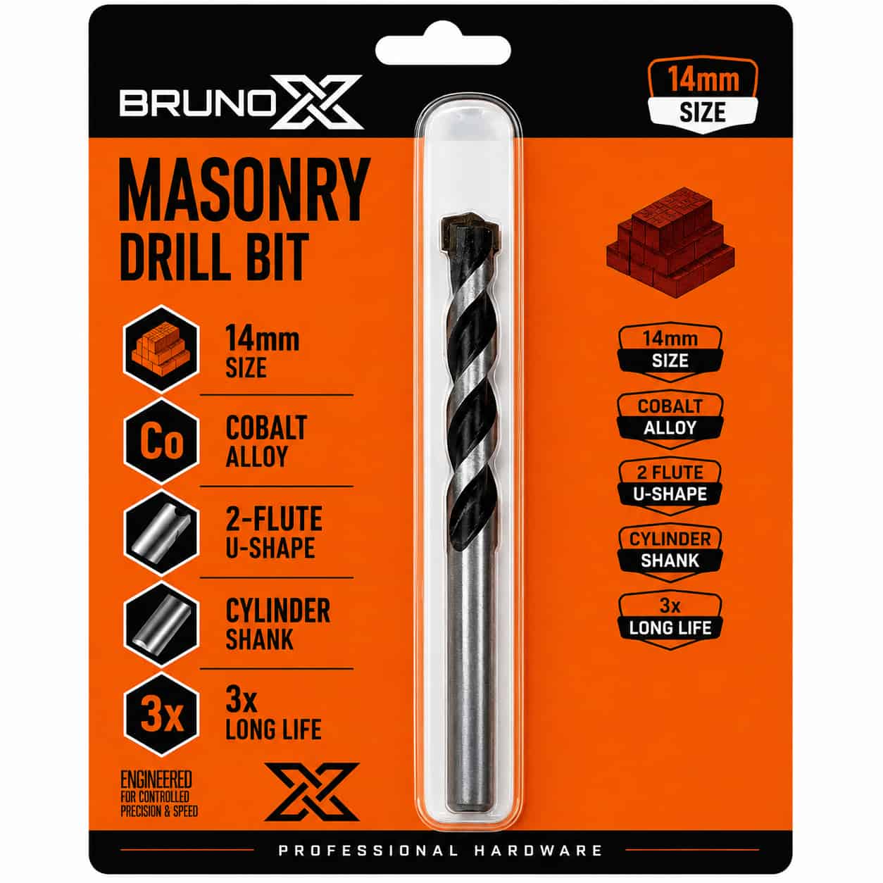 DB001/14MM Masonary Drill Bit 14MM-BR