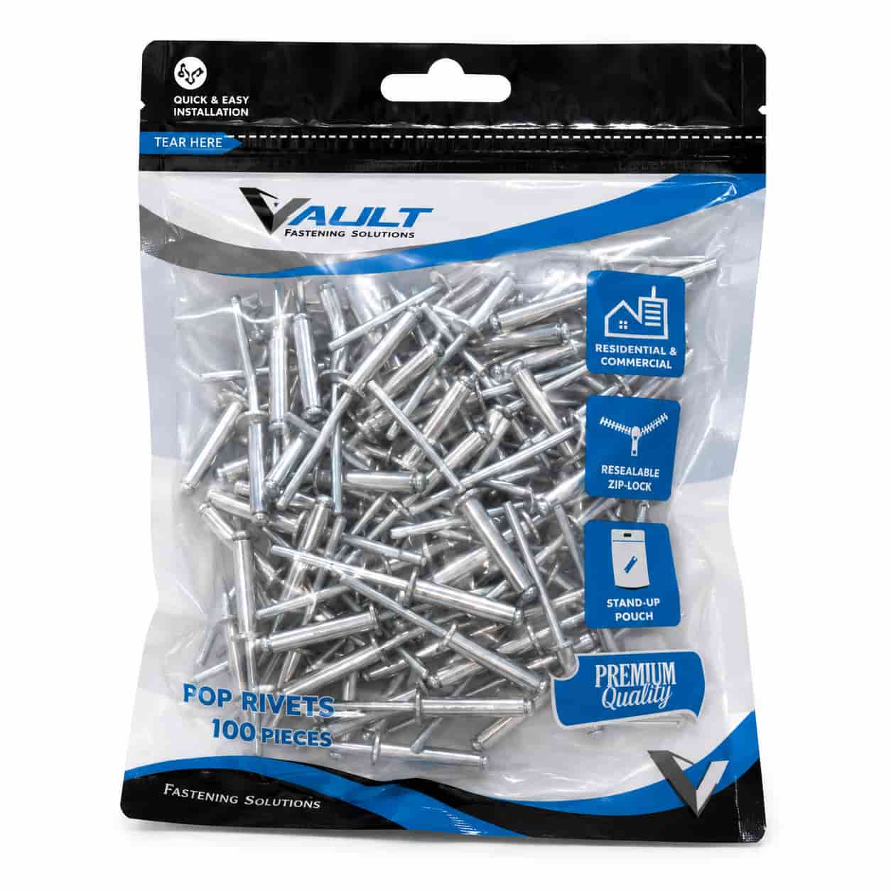 NAP/4X21 POP RIVETS 4.0MMX21MM 100 PCS POUCH