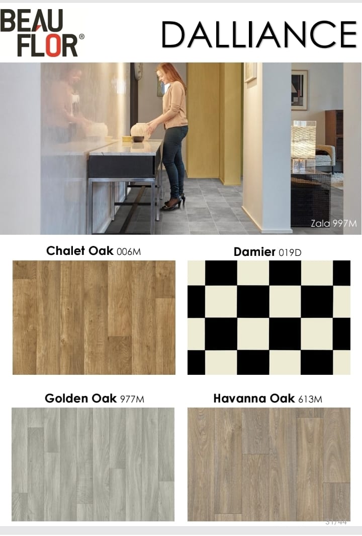 Dalliance Luxury Cushion Vinly Width 2m /3m /4m Thickness 1,9mm Full Bonded  5 year Residential
